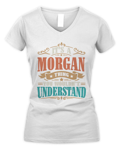 It’s a Name Thing Personalized Retro T-Shirt MORGAN M1-47 / Women's V-Neck T-Shirt / white