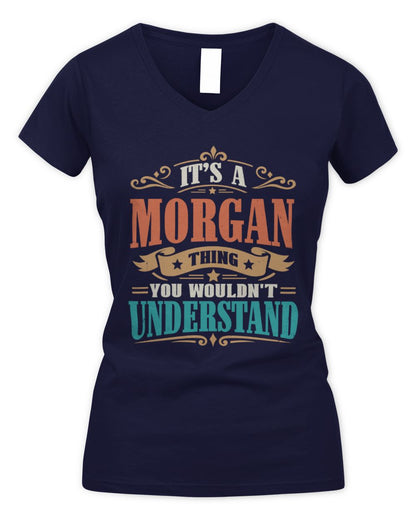 It’s a Name Thing Personalized Retro T-Shirt MORGAN M1-47 / Women's V-Neck T-Shirt / navy
