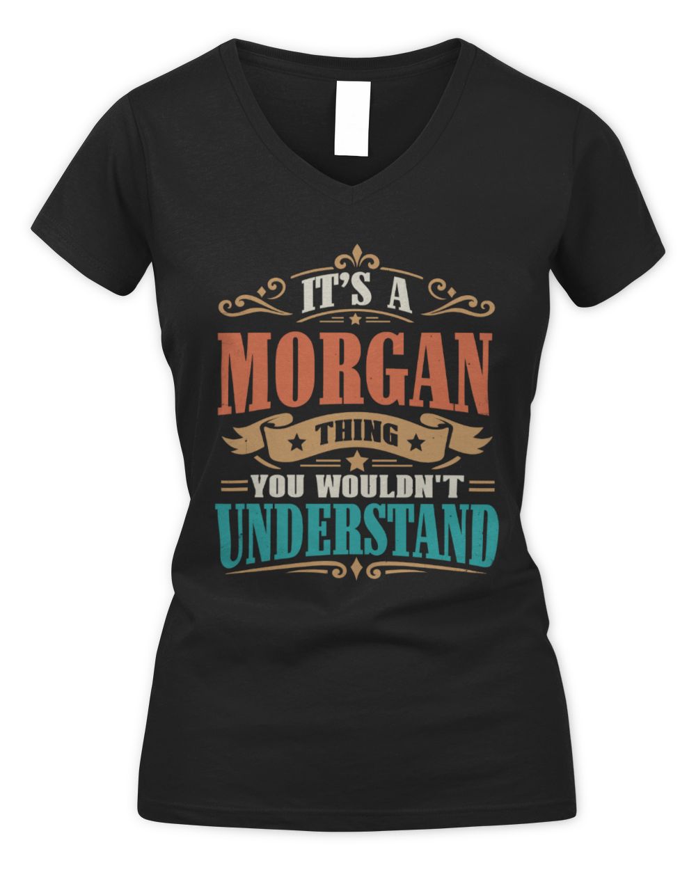 It’s a Name Thing Personalized Retro T-Shirt MORGAN M1-47 / Women's V-Neck T-Shirt / black