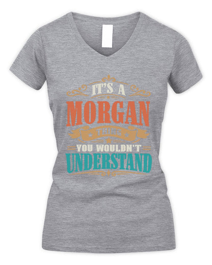 It’s a Name Thing Personalized Retro T-Shirt MORGAN M1-47 / Women's V-Neck T-Shirt / sport grey