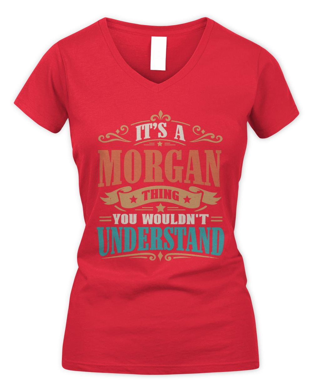 It’s a Name Thing Personalized Retro T-Shirt MORGAN M1-47 / Women's V-Neck T-Shirt / red