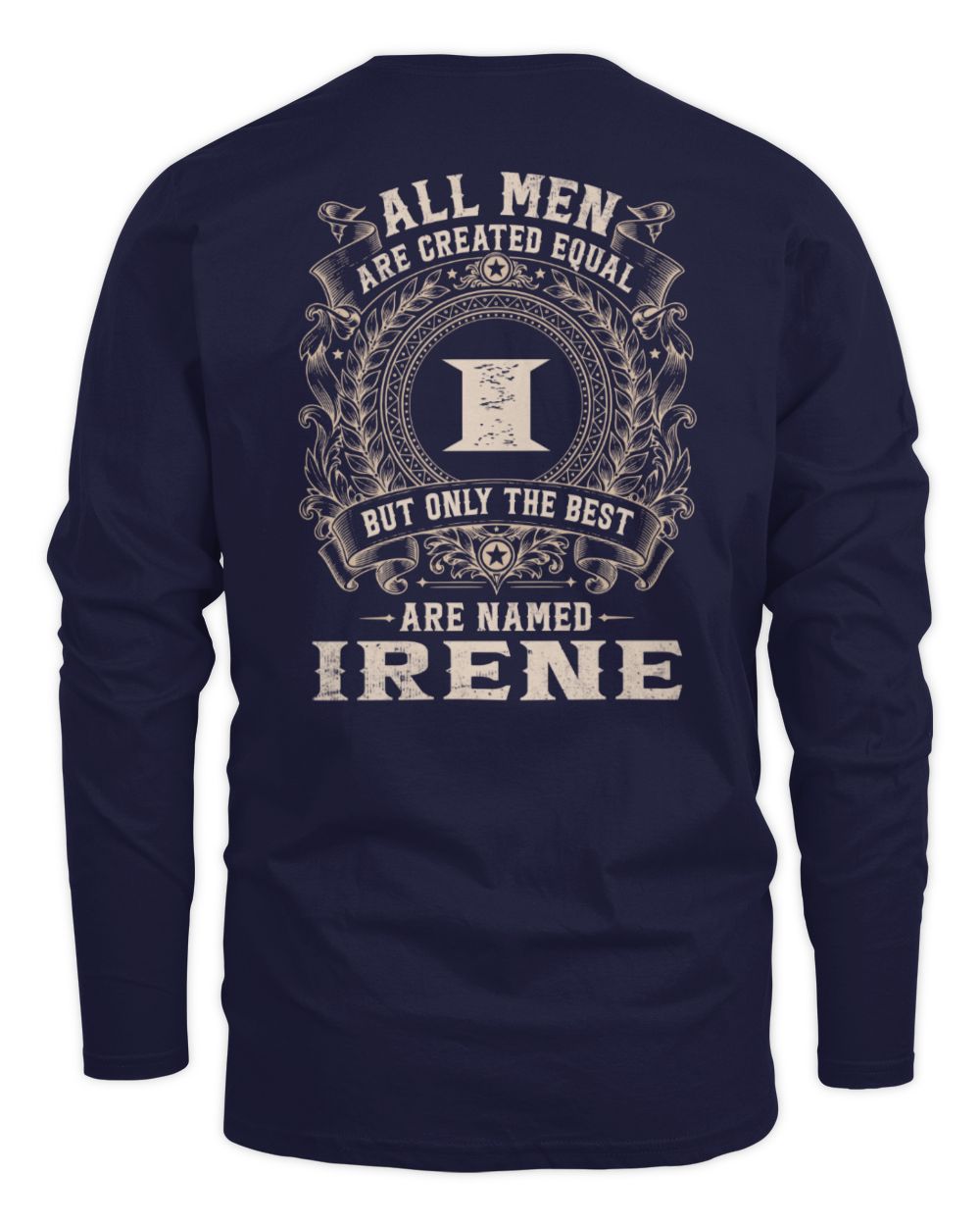 All Men Are Created Equal Cool Logo Shirt IRENE M1-60 / Men's Long Sleeved T-Shirt / navy