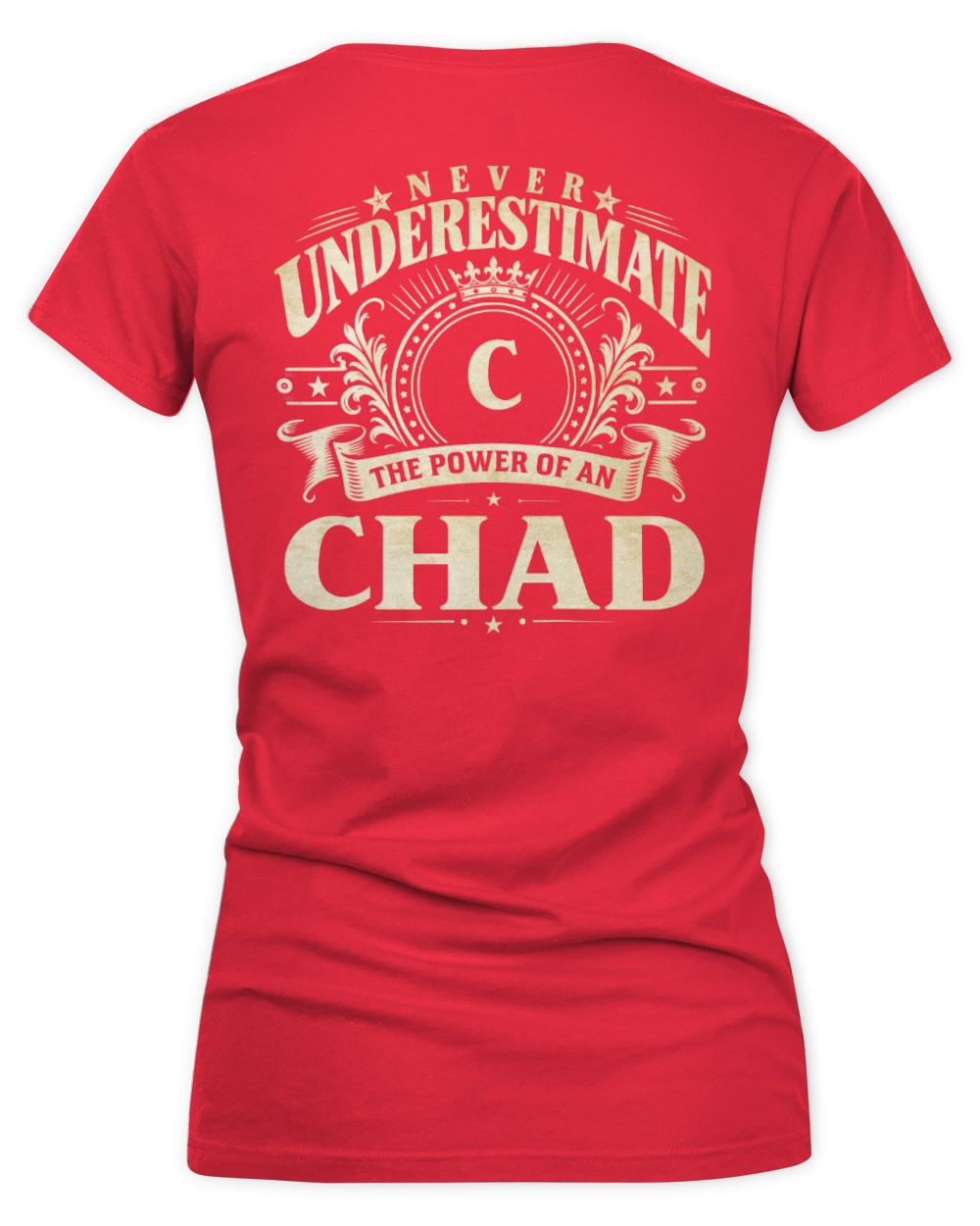 Never Underestimate Your Name Luxury Logo Shirt CHAD M1-63 / Women's V-Neck T-Shirt / red