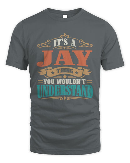 It’s a Name Thing Personalized Retro T-Shirt JAY M1-47 / Unisex Standard T-Shirt / charcoal