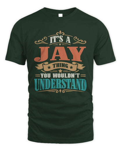 It’s a Name Thing Personalized Retro T-Shirt JAY M1-47 / Unisex Standard T-Shirt / forest green