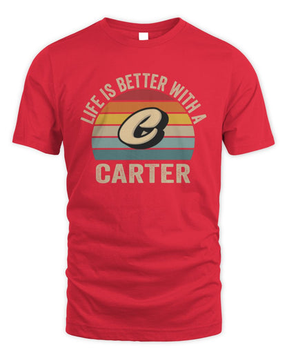 Life Is Better with Name Vintage Sun Shirt CARTER M1-50 / Unisex Standard T-Shirt / red