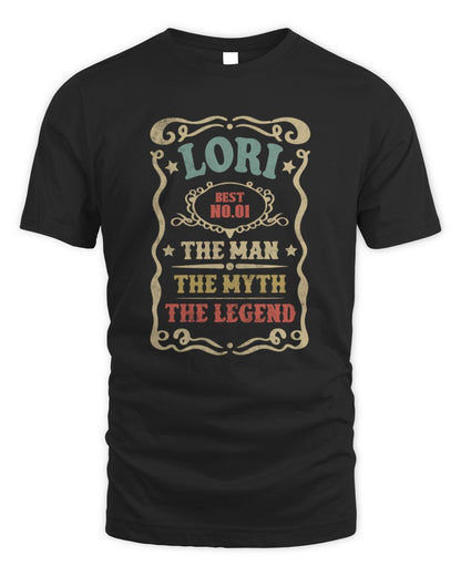The Man The Myth The Legend Vintage Gold Wine Shirt LORI M1-52 / Unisex Standard T-Shirt / black