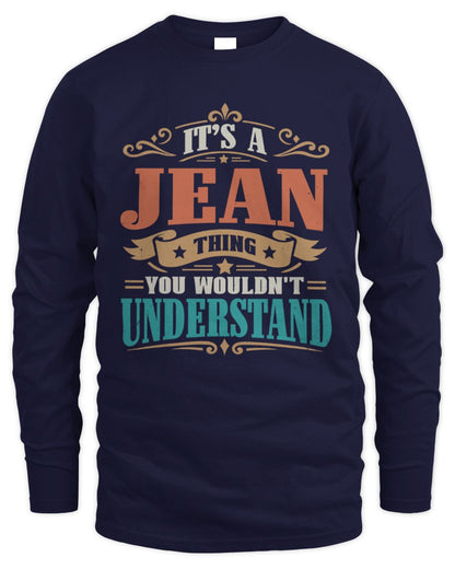 It’s a Name Thing Personalized Retro T-Shirt JEAN M1-47 / Men's Long Sleeved T-Shirt / navy