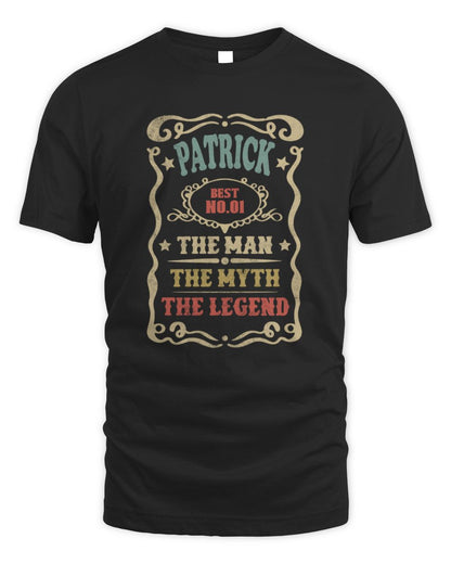 The Man The Myth The Legend Vintage Gold Wine Shirt PATRICK M1-52 / Unisex Standard T-Shirt / black