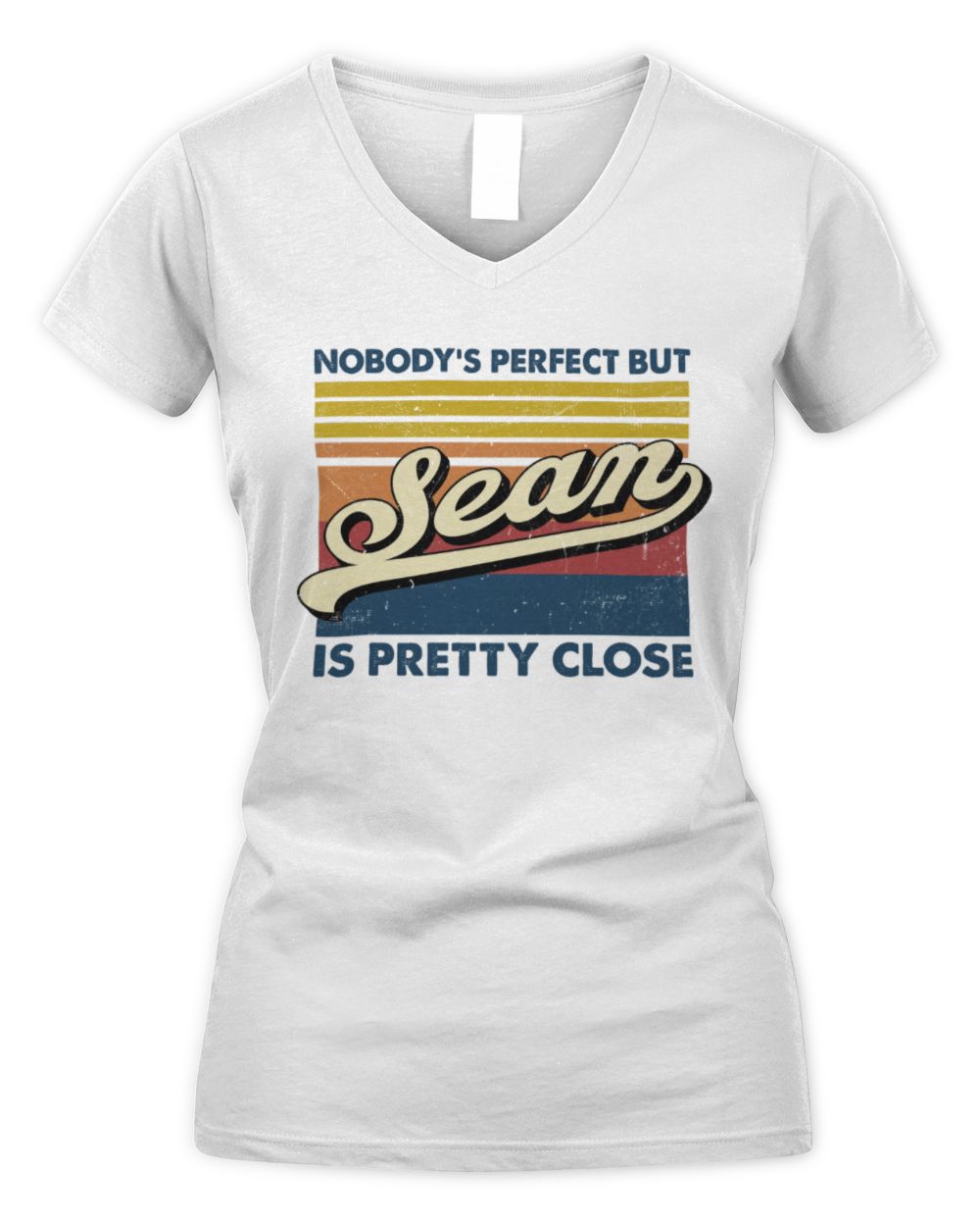 Nobody's Perfect But Your Name Is Pretty Close Retro Shirt SEAN M1-65 / Women's V-Neck T-Shirt / white