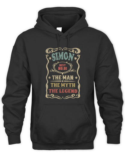 The Man The Myth The Legend Vintage Gold Wine Shirt SIMON M1-52 / Unisex Hoodie / black
