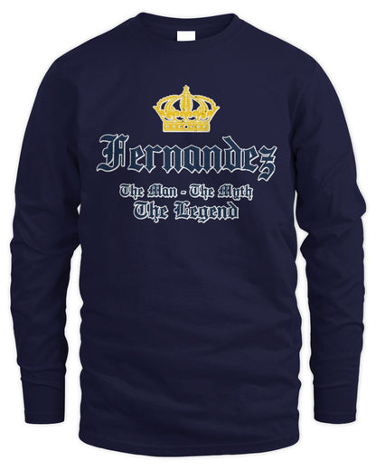 The Man The Myth The Legend Corona Beer T-Shirt FERNANDEZ M1-S83 / Men's Long Sleeved T-Shirt / navy