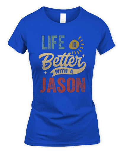 Life Is Better With a Name Personalized Retro T-Shirt JASON-48 / Women's Standard T-Shirt / royal