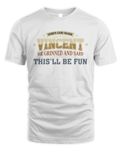 When God Made Your Name Funny Heritage T-Shirt VINCENT M1-80 / Unisex Standard T-Shirt / white