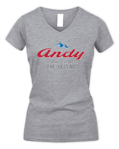 The Man The Myth The Legend Coors Light Beer T-Shirt ANDY M1-S84 / Women's V-Neck T-Shirt / sport grey