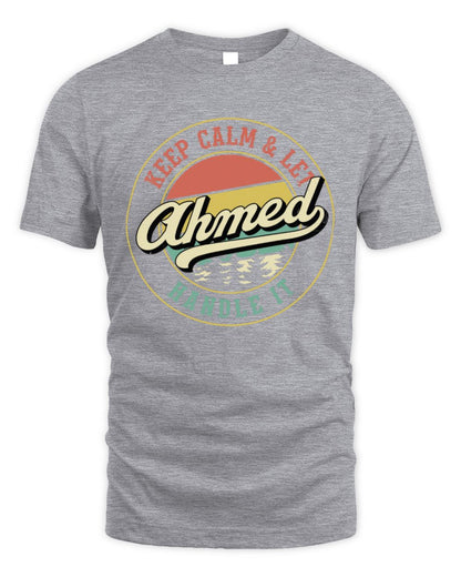 Keep Calm Let Your Name Handle It Retro T-Shirt AHMED M1-54 / Unisex Standard T-Shirt / sport grey
