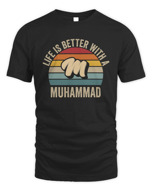 Life Is Better with Name Vintage Sun Shirt MUHAMMAD M1-50 / Unisex Standard T-Shirt / black