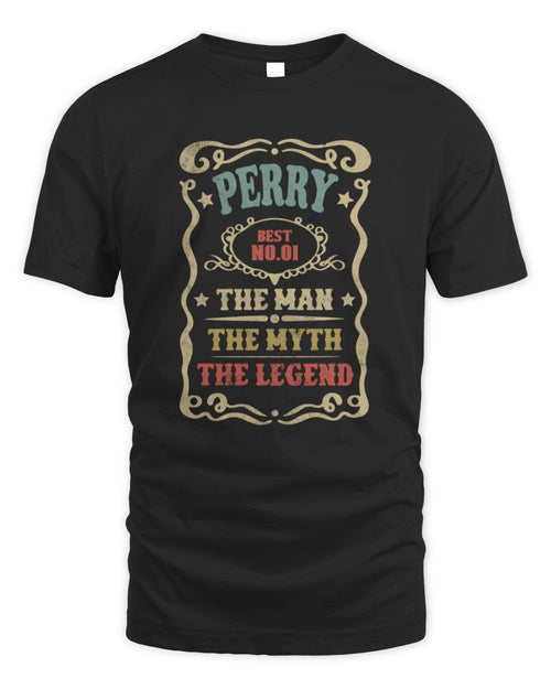The Man The Myth The Legend Vintage Gold Wine Shirt PERRY M1-52 / Unisex Standard T-Shirt / black