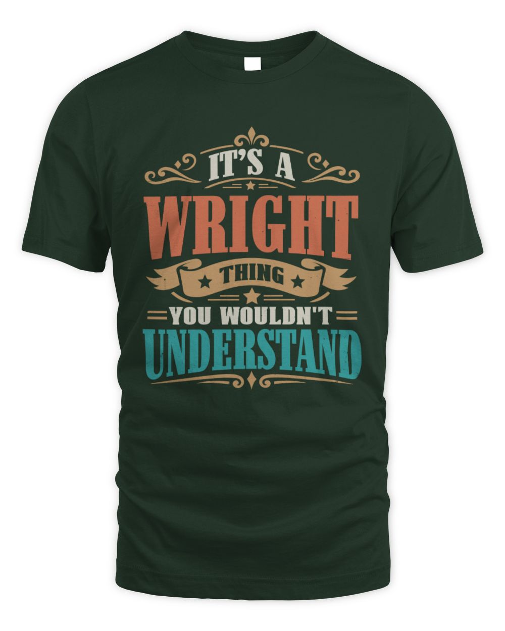 It’s a Name Thing Personalized Retro T-Shirt WRIGHT M1-47 / Unisex Standard T-Shirt / forest green