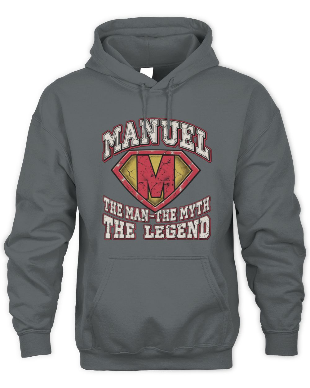 The Man The Myth The Legend Superman Graphic T-Shirt MANUEL M1-74 / Unisex Hoodie / charcoal