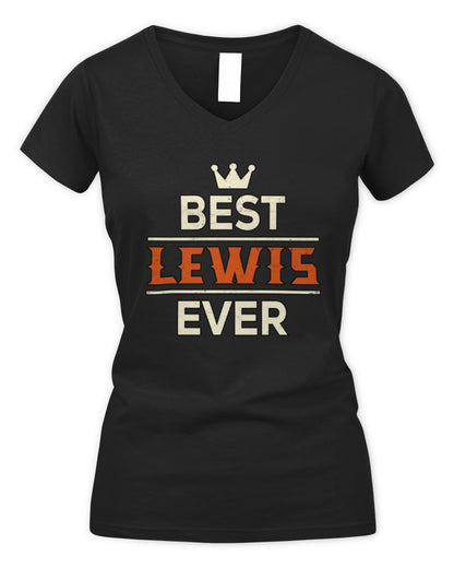 Best Your Name With Crown Shirt LEWIS M1-59 / Women's V-Neck T-Shirt / black