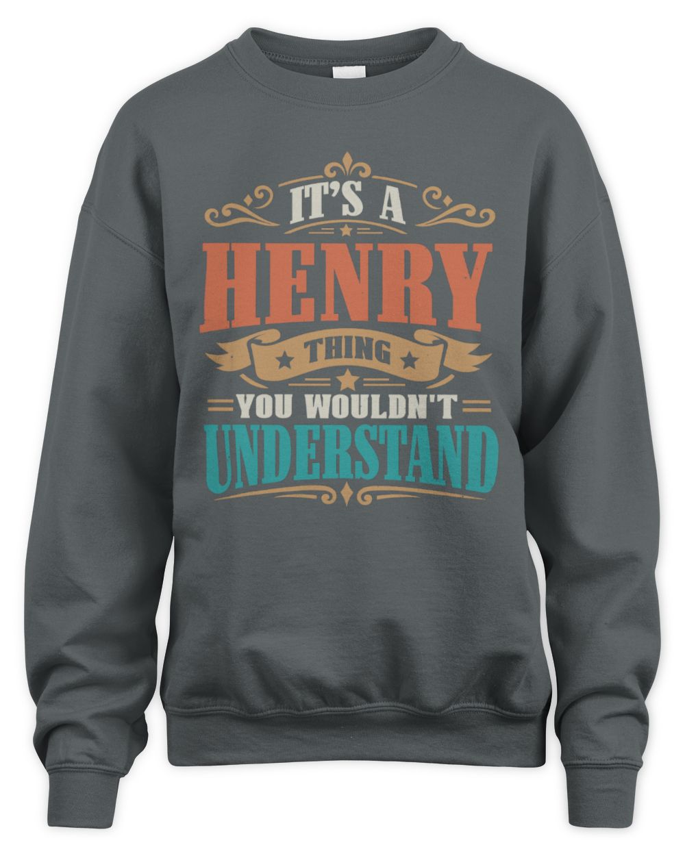 It’s a Name Thing Personalized Retro T-Shirt HENRY M1-47 / Unisex Sweatshirt / charcoal