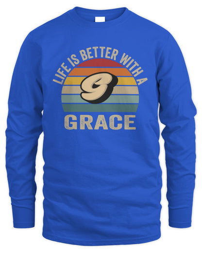 Life Is Better with Name Vintage Sun Shirt GRACE M1-50 / Men's Long Sleeved T-Shirt / royal