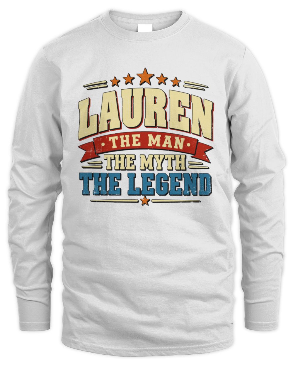The Man The Myth The Legend Ribbon Vintage T-Shirt LAUREN M1-56 / Men's Long Sleeved T-Shirt / white