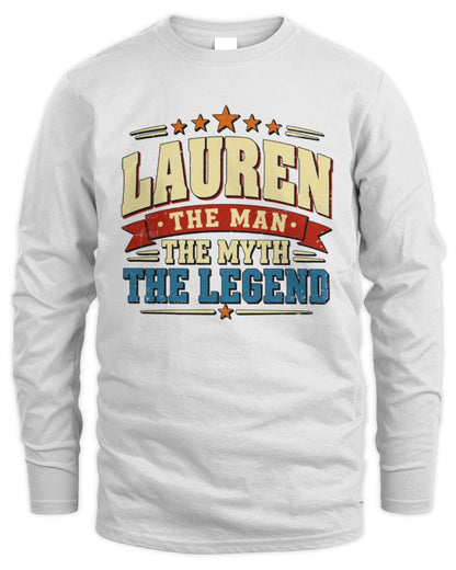 The Man The Myth The Legend Ribbon Vintage T-Shirt LAUREN M1-56 / Men's Long Sleeved T-Shirt / white