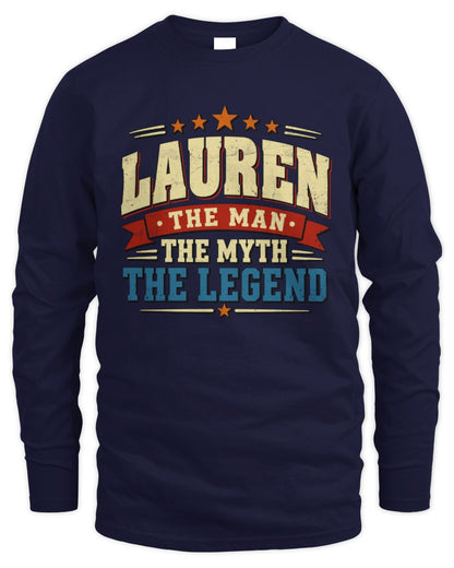 The Man The Myth The Legend Ribbon Vintage T-Shirt LAUREN M1-56 / Men's Long Sleeved T-Shirt / navy