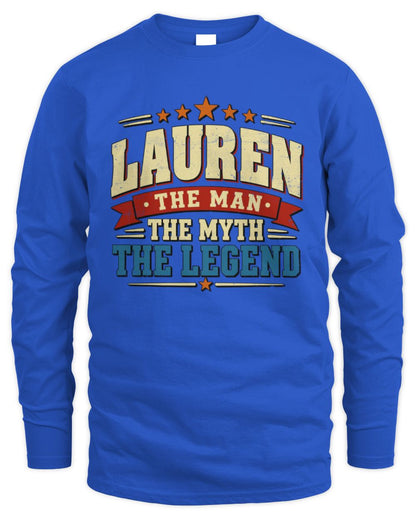 The Man The Myth The Legend Ribbon Vintage T-Shirt LAUREN M1-56 / Men's Long Sleeved T-Shirt / royal
