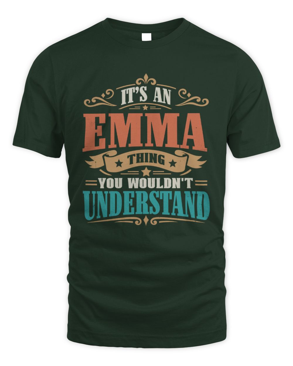 It’s a Name Thing Personalized Retro T-Shirt EMMA M1-47 / Unisex Standard T-Shirt / forest green