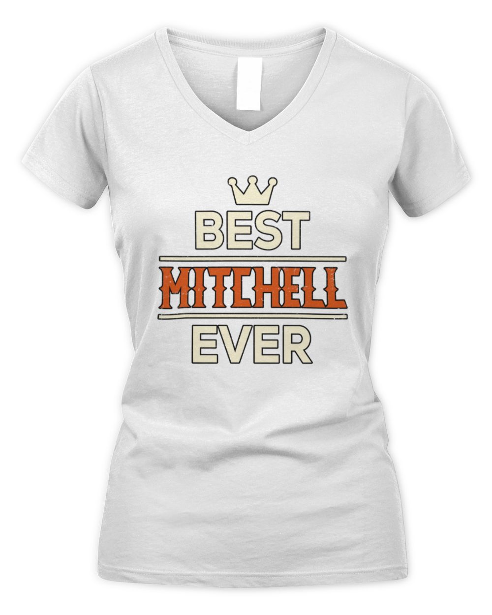 Best Your Name With Crown Shirt MITCHELL M1-59 / Women's V-Neck T-Shirt / white