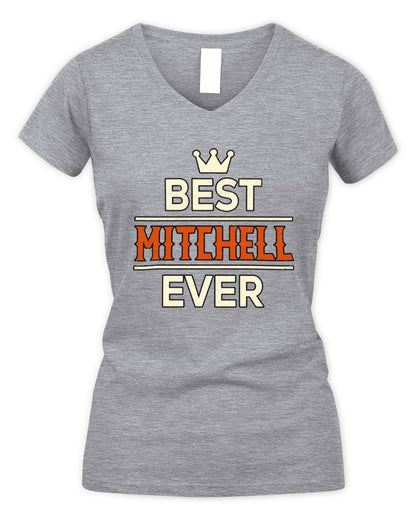 Best Your Name With Crown Shirt MITCHELL M1-59 / Women's V-Neck T-Shirt / sport grey
