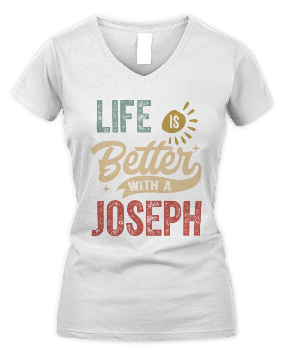Life Is Better With a Name Personalized Retro T-Shirt JOSEPH-48 / Women's V-Neck T-Shirt / white