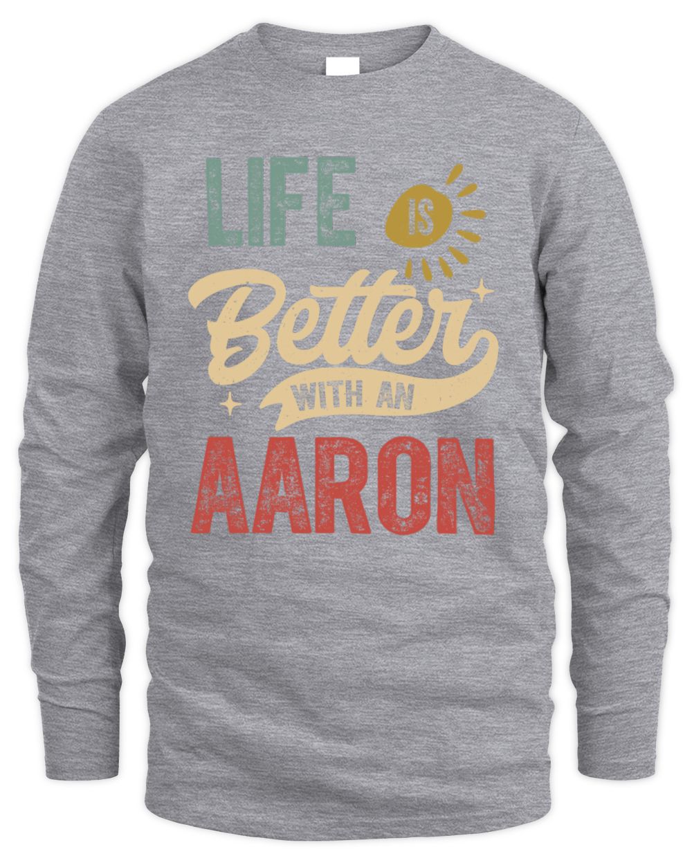 Life Is Better With a Name Personalized Retro T-Shirt AARON-48 / Men's Long Sleeved T-Shirt / sport grey