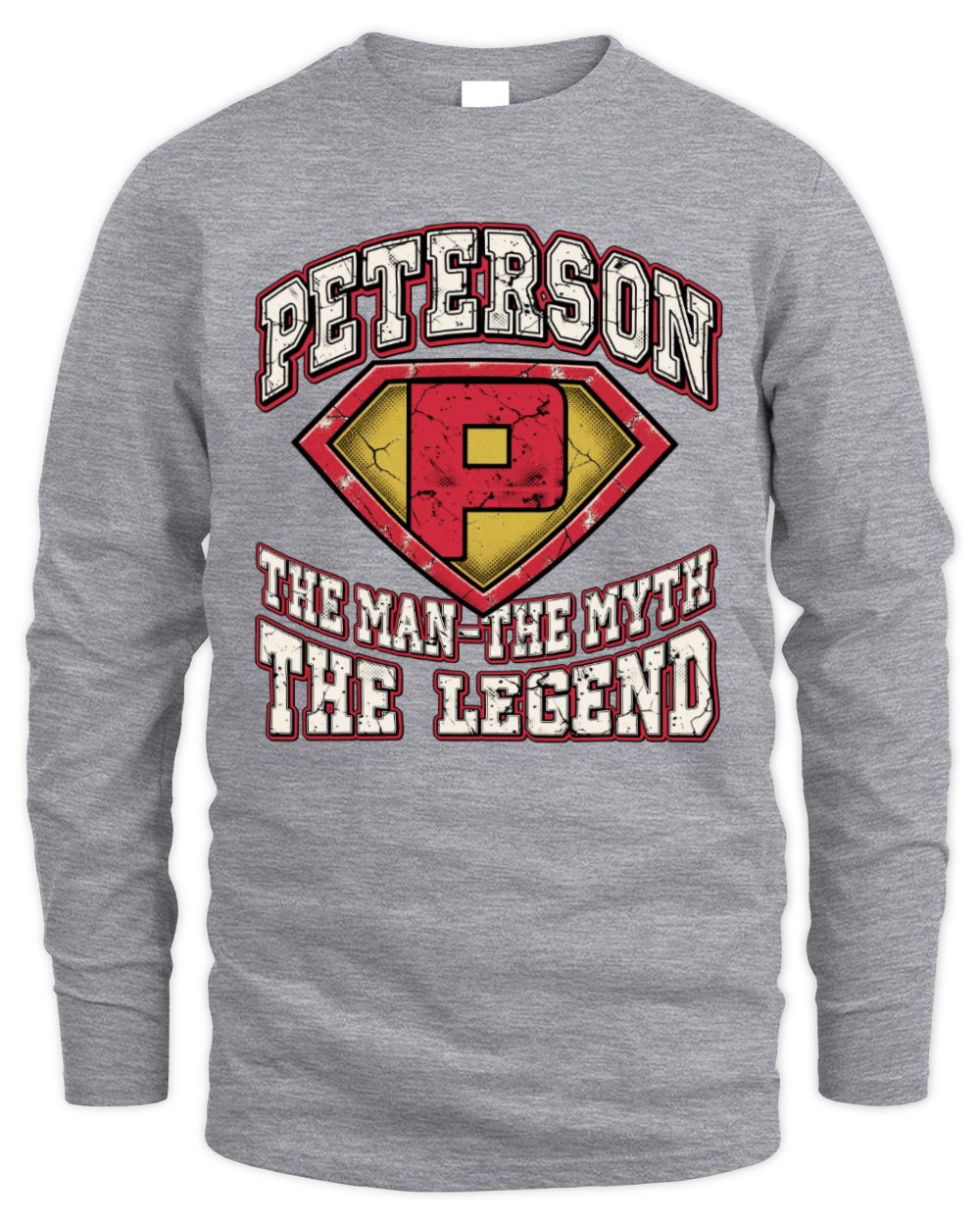 The Man The Myth The Legend Superman Graphic T-Shirt PETERSON M1-74 / Men's Long Sleeved T-Shirt / sport grey