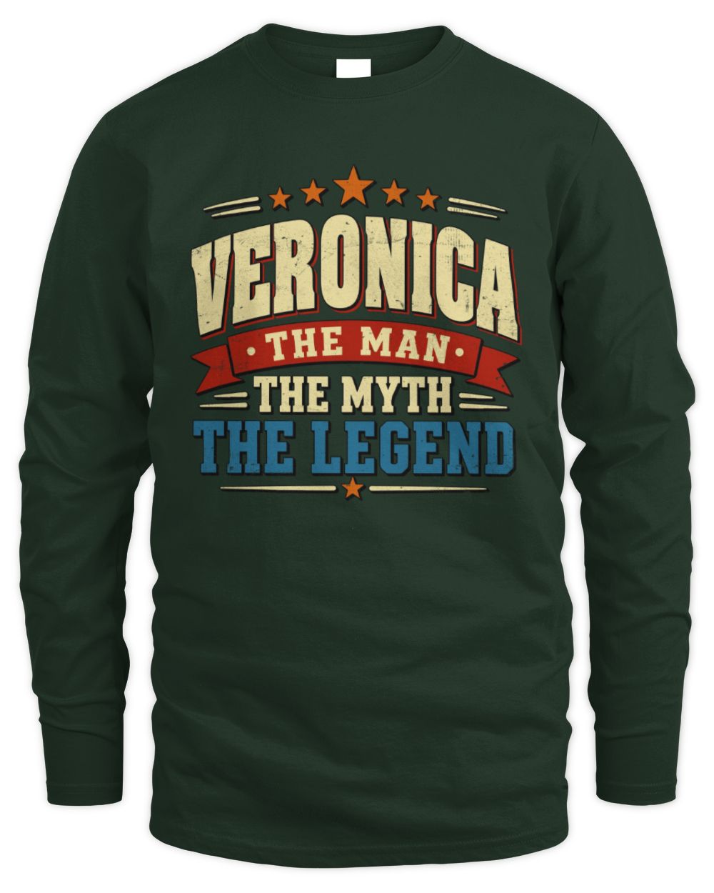 The Man The Myth The Legend Ribbon Vintage T-Shirt VERONICA M1-56 / Men's Long Sleeved T-Shirt / forest green
