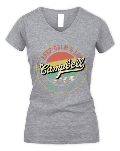 Keep Calm Let Your Name Handle It Retro T-Shirt CAMPBELL M1-54 / Women's V-Neck T-Shirt / sport grey