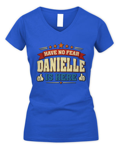 Have No Fear Your Name Is Here Cool Graphic T-Shirt DANIELLE M1-71 / Women's V-Neck T-Shirt / royal