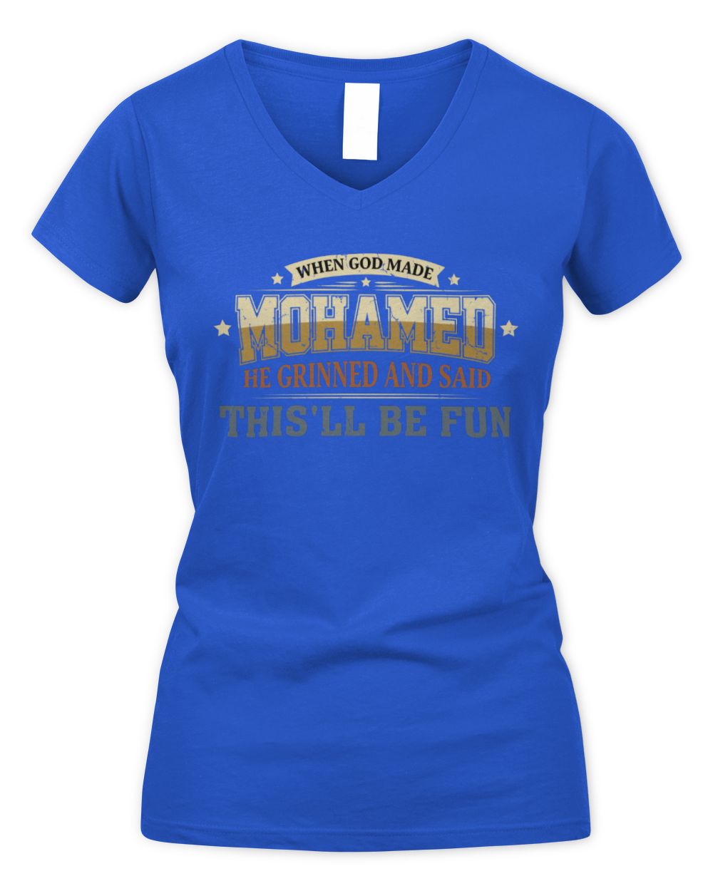 When God Made Your Name Funny Heritage T-Shirt MOHAMED M1-80 / Women's V-Neck T-Shirt / royal