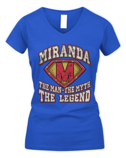 The Man The Myth The Legend Superman Graphic T-Shirt MIRANDA M1-74 / Women's V-Neck T-Shirt / royal