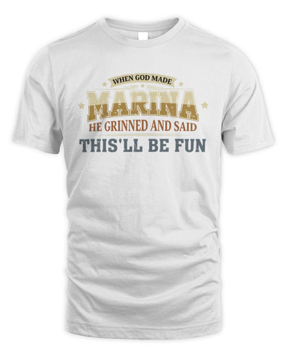 When God Made Your Name Funny Heritage T-Shirt MARINA M1-80 / Unisex Standard T-Shirt / white