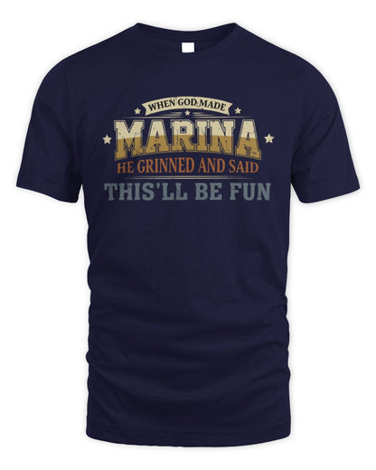 When God Made Your Name Funny Heritage T-Shirt MARINA M1-80 / Unisex Standard T-Shirt / navy