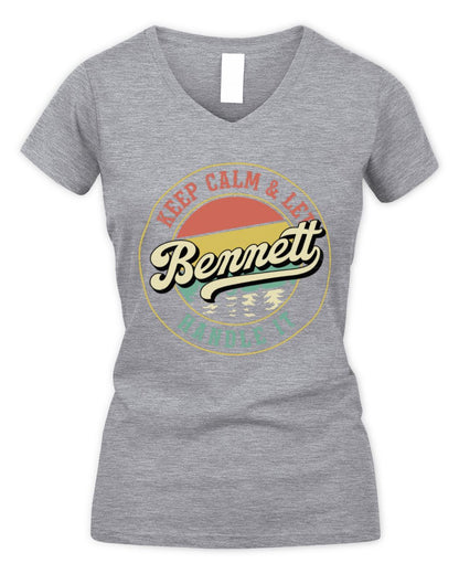 Keep Calm Let Your Name Handle It Retro T-Shirt BENNETT M1-54 / Women's V-Neck T-Shirt / sport grey
