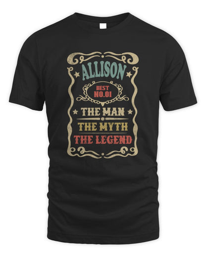 The Man The Myth The Legend Vintage Gold Wine Shirt ALLISON M1-52 / Unisex Standard T-Shirt / black