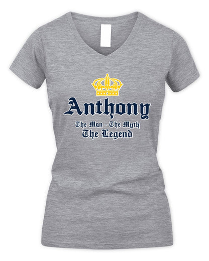 The Man The Myth The Legend Corona Beer T-Shirt ANTHONY M1-S83 / Women's V-Neck T-Shirt / sport grey
