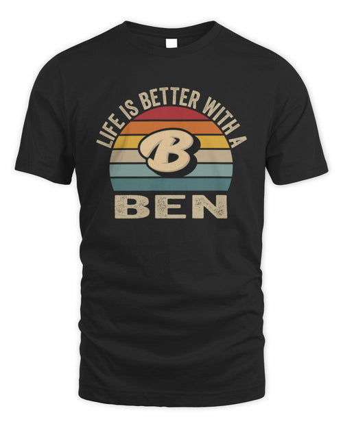 Life Is Better with Name Vintage Sun Shirt BEN M1-50 / Unisex Standard T-Shirt / black