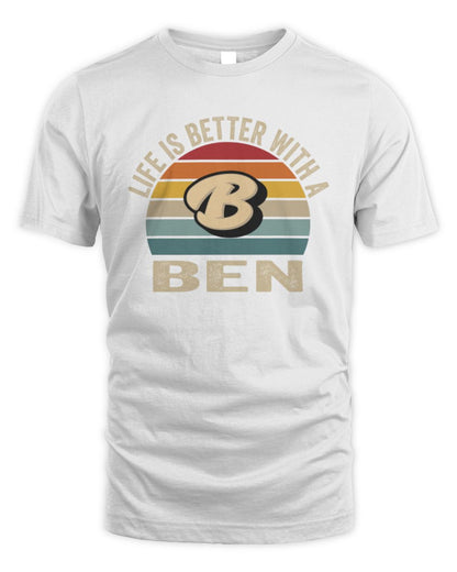 Life Is Better with Name Vintage Sun Shirt BEN M1-50 / Unisex Standard T-Shirt / white