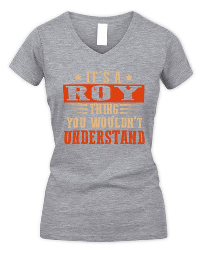 It's a Name Thing Personalized Funny Shirt ROY M1-51 / Women's V-Neck T-Shirt / sport grey